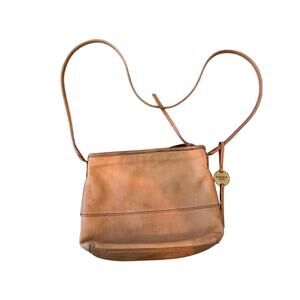 Margot New York Women's Brown Genuine Leather Zip Top Crossbody Bag